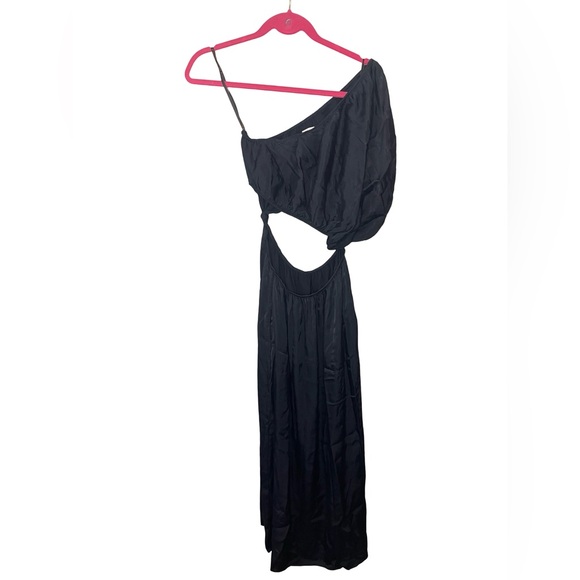 Farm Rio Black One Shoulder Cutout Maxi Dress NWOT Elegant Event Wedding  Small - Picture 8 of 12